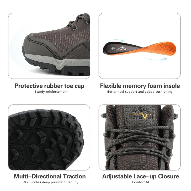 NORTIV 8 Men's Mid Waterproof Hiking Boots Outdoor Lightweight Trekking Mountaineering Camping Shoes,Size 9,Dark Brown,JS19005M - Image 2